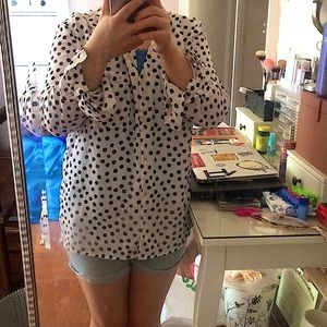 H&M women long blouse,size 4, black&white color